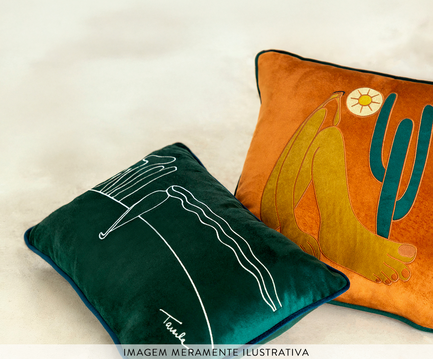 Capa de Almofada Bordada Abaporu de Tarsila do Amaral Terracota - image 1