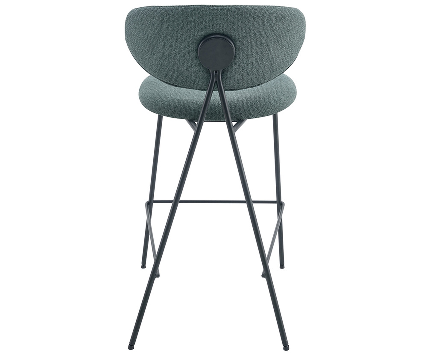 Banqueta Pilar Tecido Verde Folha Base Preta - image 1