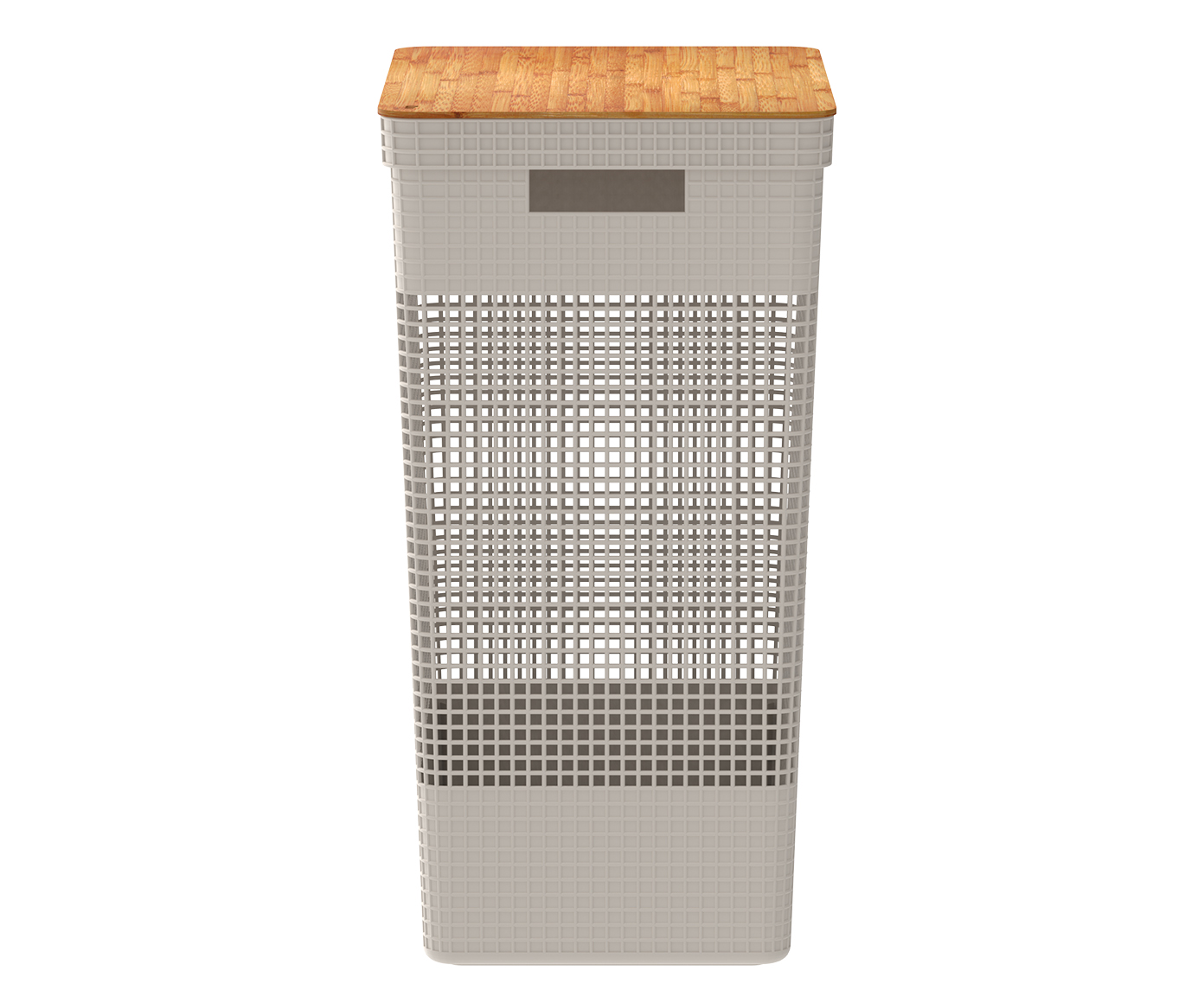 Cesto de Roupas com Tampa em Bambu Grid Creme - image 1