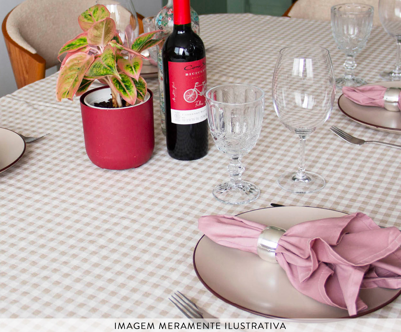 Toalha de Mesa Vichy Bege e Off White - image 1