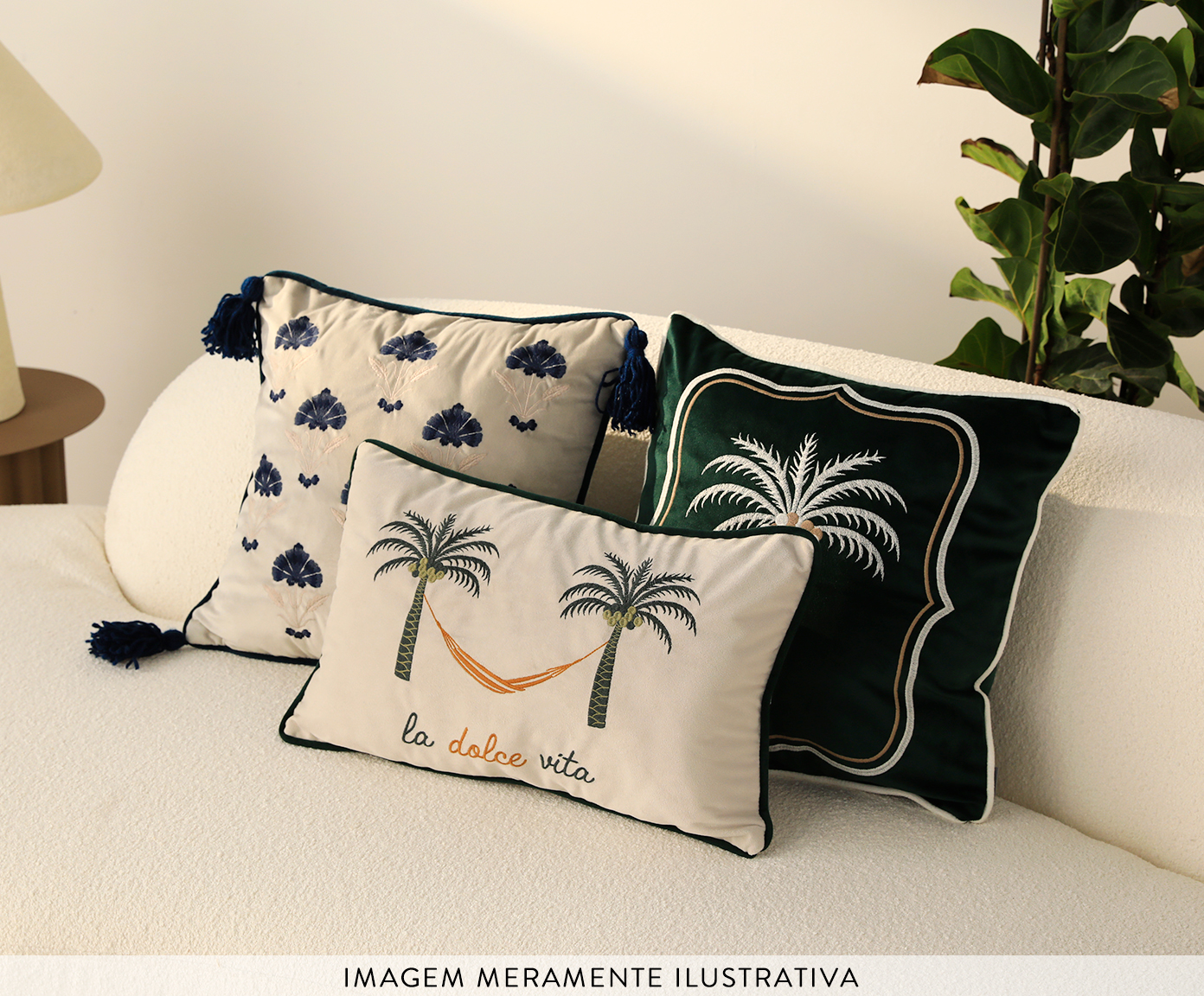 Capa de Almofada Bordada com Tassels Bali Off-White image number 6