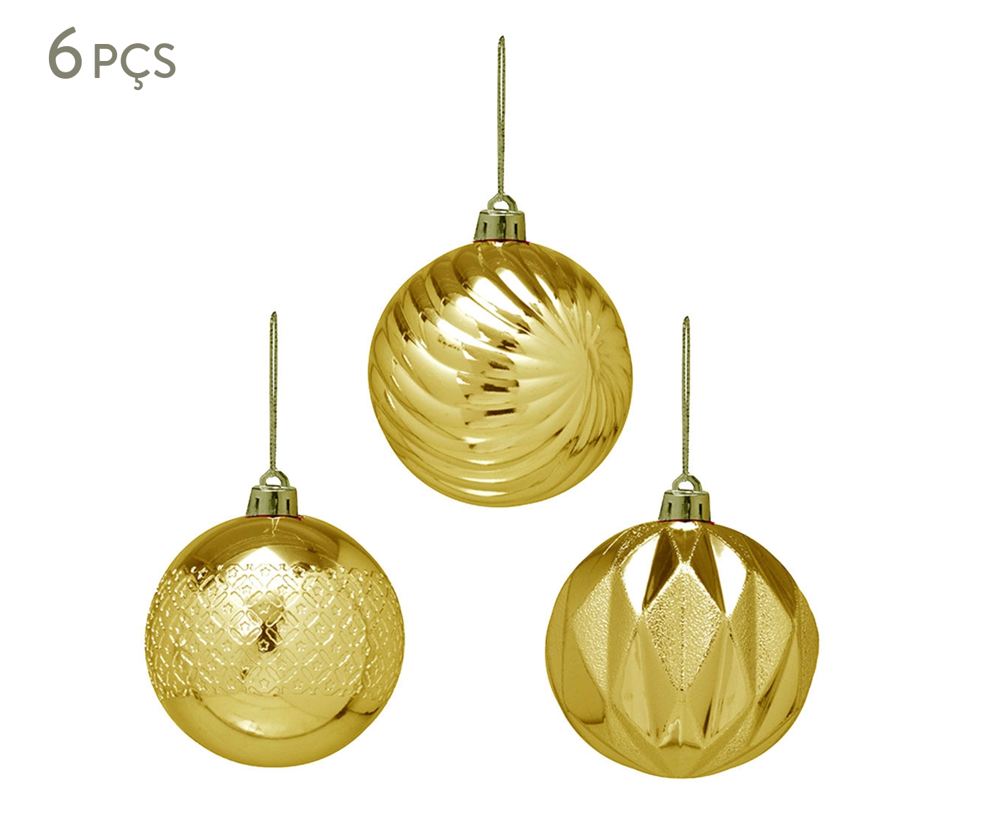 Jogo de Bolas Decorativas Mix Golden Dourado - image 0