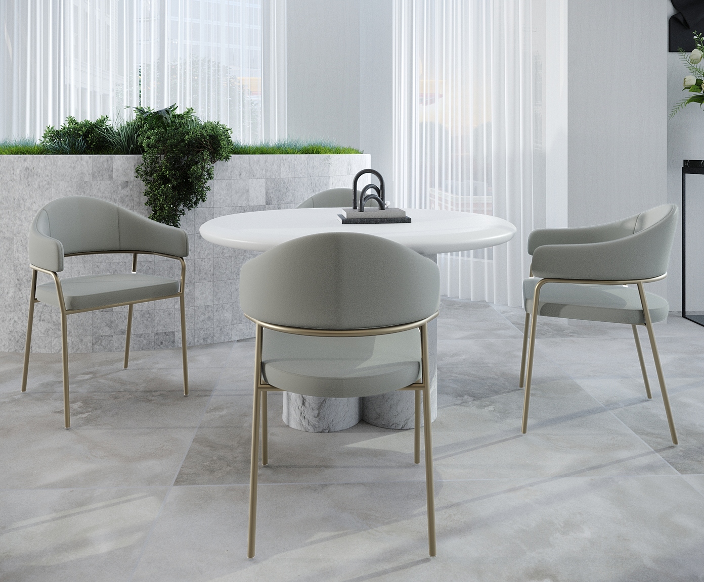 Jogo de Cadeiras de Jantar Olivia Corin Tecido Off White image number 5