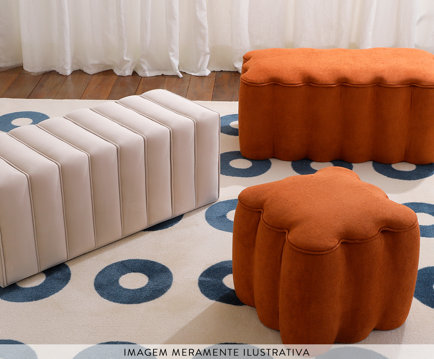 Puff Quadrado Boucle Pitanga Terracota - image 1