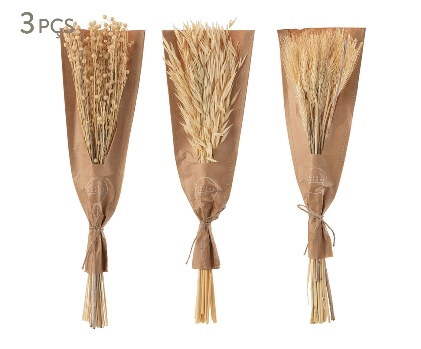Ramo Trio de Folhas Secas - Natural - image 0