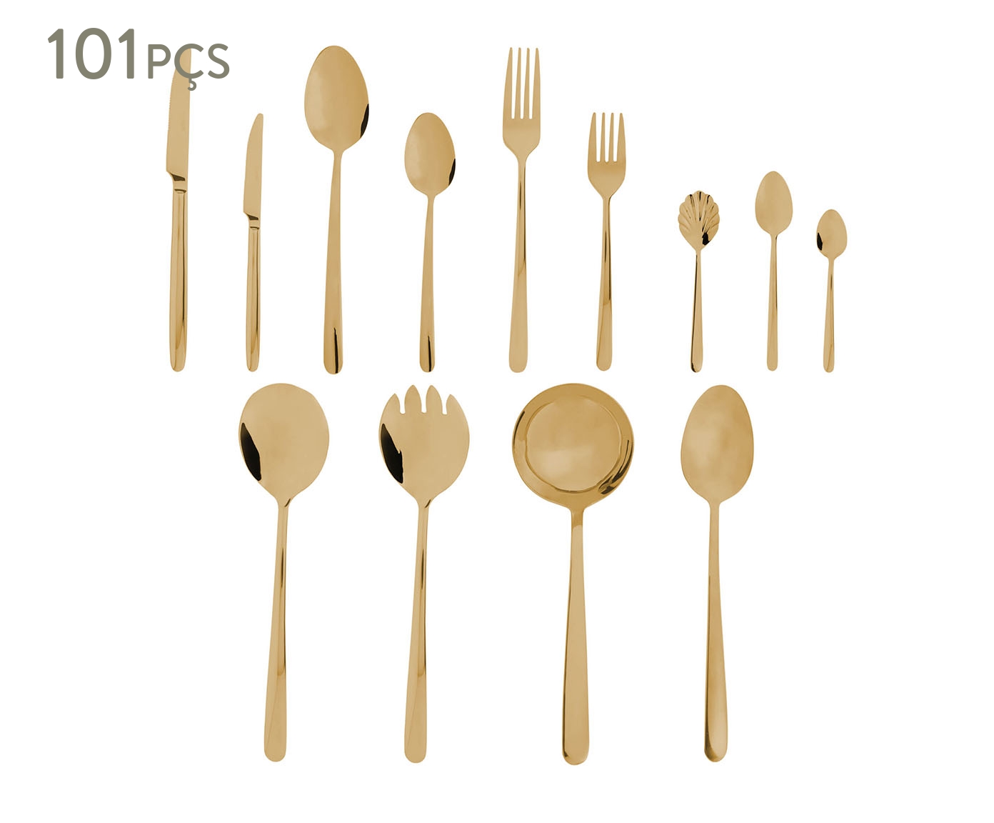 Faqueiro Viena com Caixa Litografada em A&ccedil;o Inox Dourado lll - image 0
