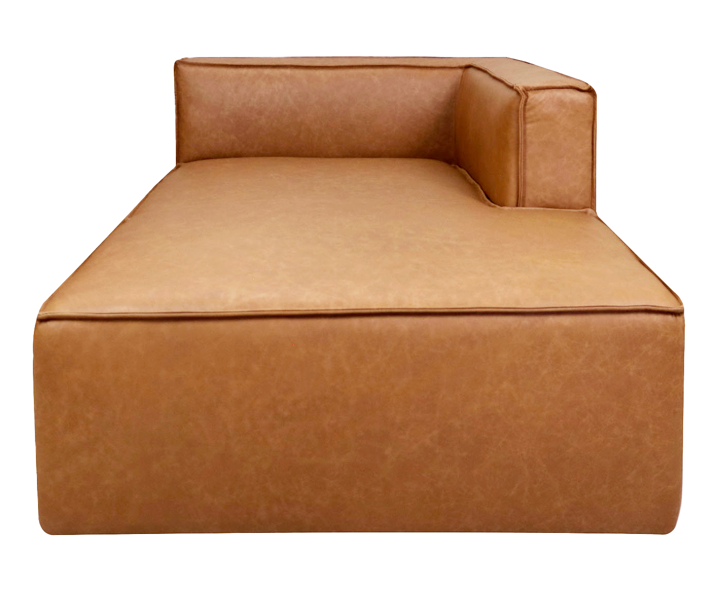Sof&aacute; M&oacute;dulo Chaise Direito Mensa em Couro Caramelo - image 0