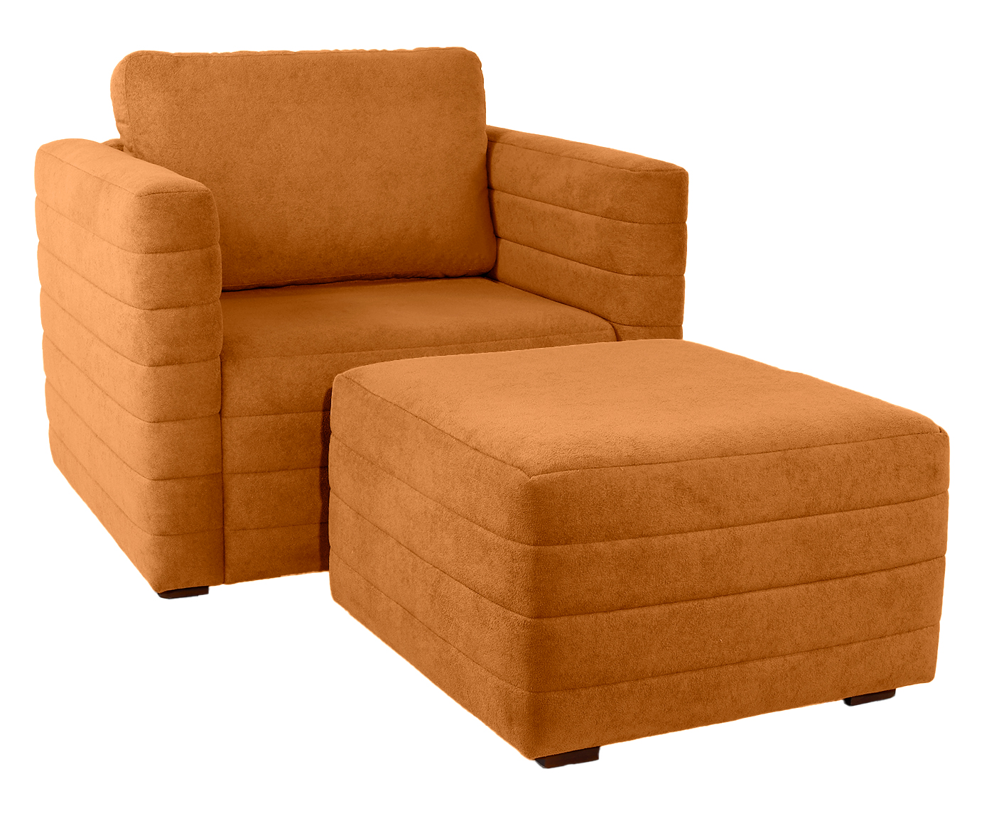 Poltrona com Puff Gom em Boucle aveludado - Terracota - image 0