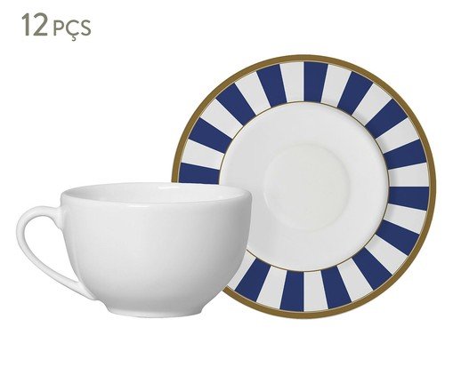 Jogo de X&iacute;caras de Ch&aacute; com Pires Stripe Azul - image 0