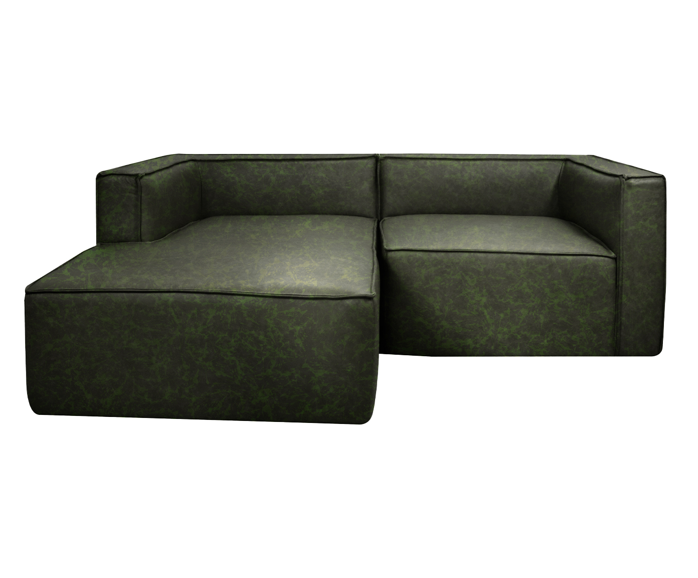 Sof&aacute; 2 M&oacute;dulos Chaise Esquerdo Mensa em Couro Verde - image 0