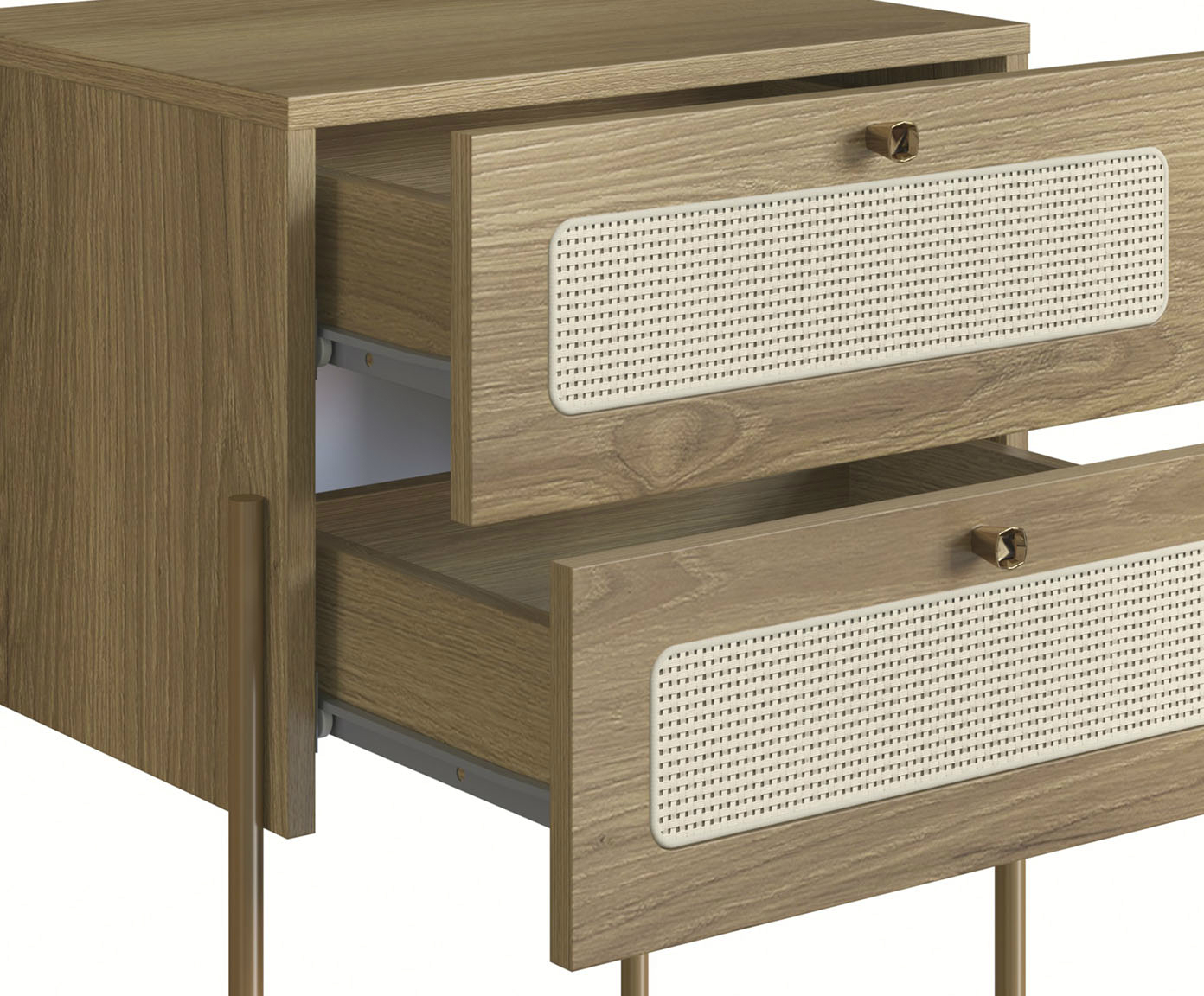 Mesa de Cabeceira com Gavetas Industrial Hanover e Dourado image number 3