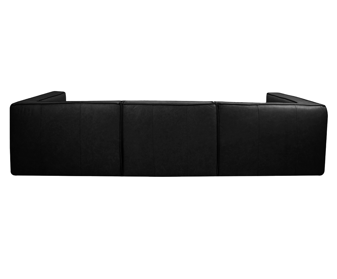 Sof&aacute; 3 M&oacute;dulos Chaise Direito Mensa em Couro Preto image number 3