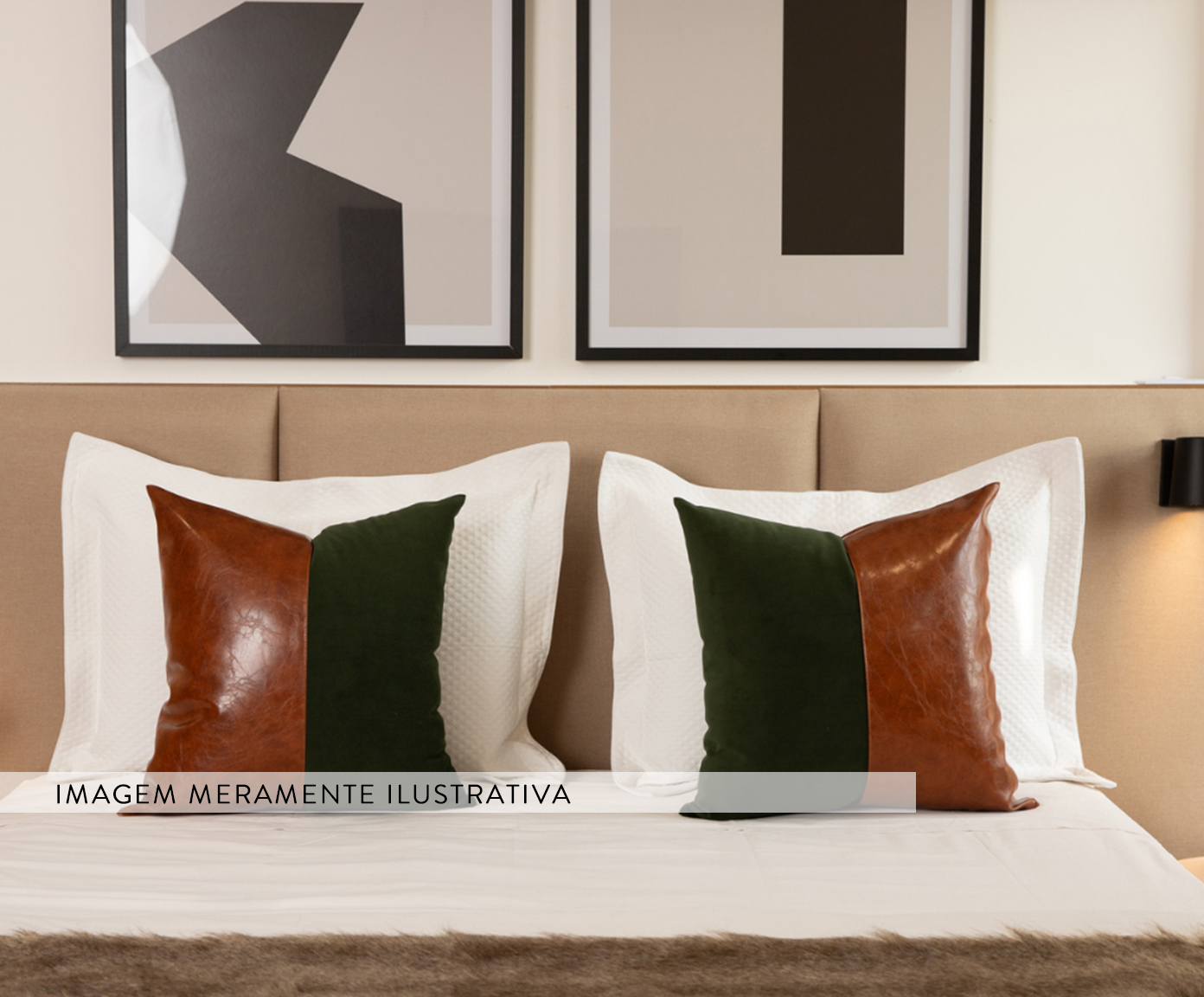 Almofada em Veludo e Couro Premium Collection - Verde e Acobreada image number 3