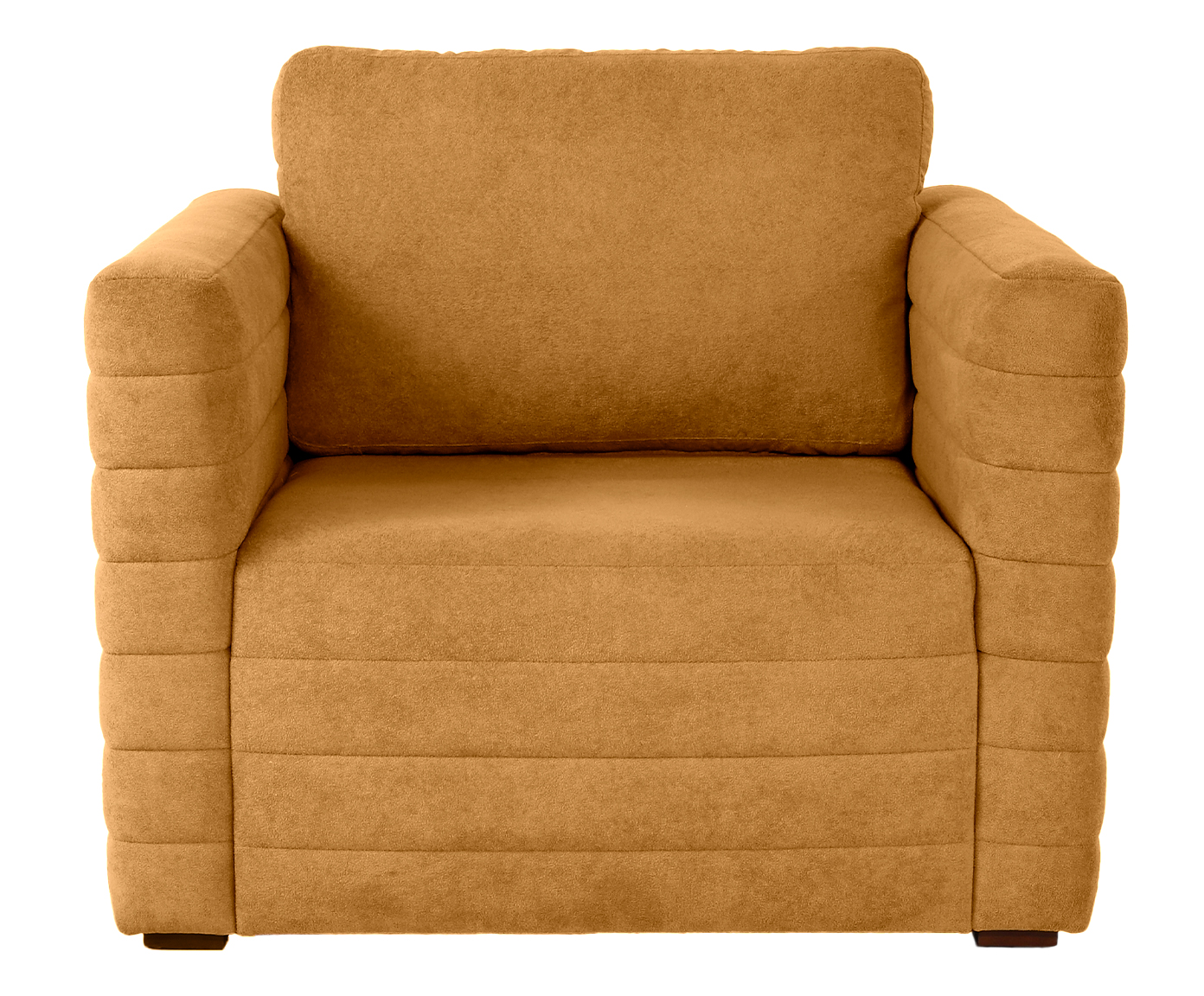 Poltrona com Puff Gom em Boucle aveludado - Amarelo Ocre image number 2