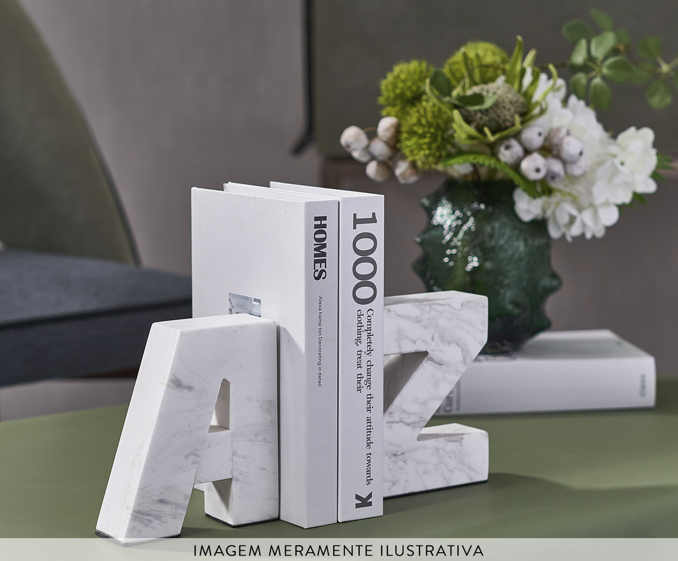 Aparador de Livros em Pedra - Branco - image 1