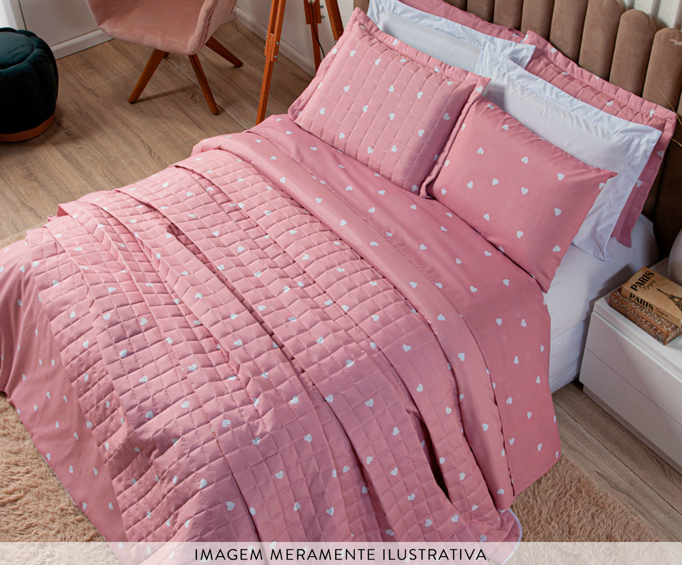 Capa de Edredom Duvet Essencialle Cora&ccedil;&otilde;es Branco image number 3