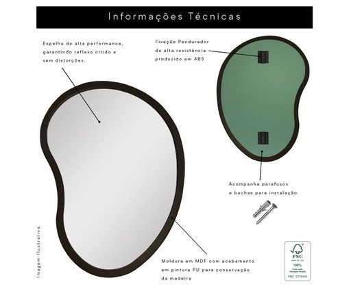 Espelho de Parede Org&acirc;nico Egg Preto image number 5