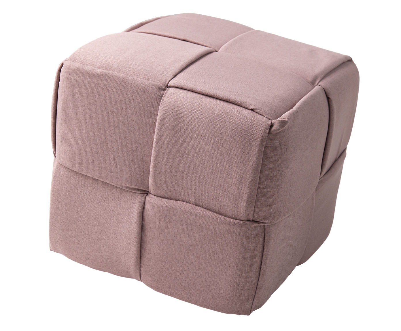 Pufe em Linho Cubo Tran&ccedil;ado Rosa - image 1