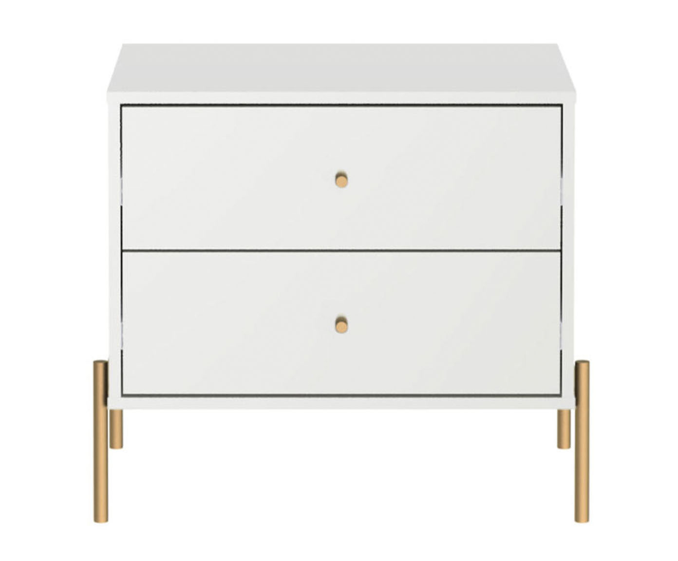 Mesa de Cabeceira Jasper - Branco Gloss e Dourado - image 1
