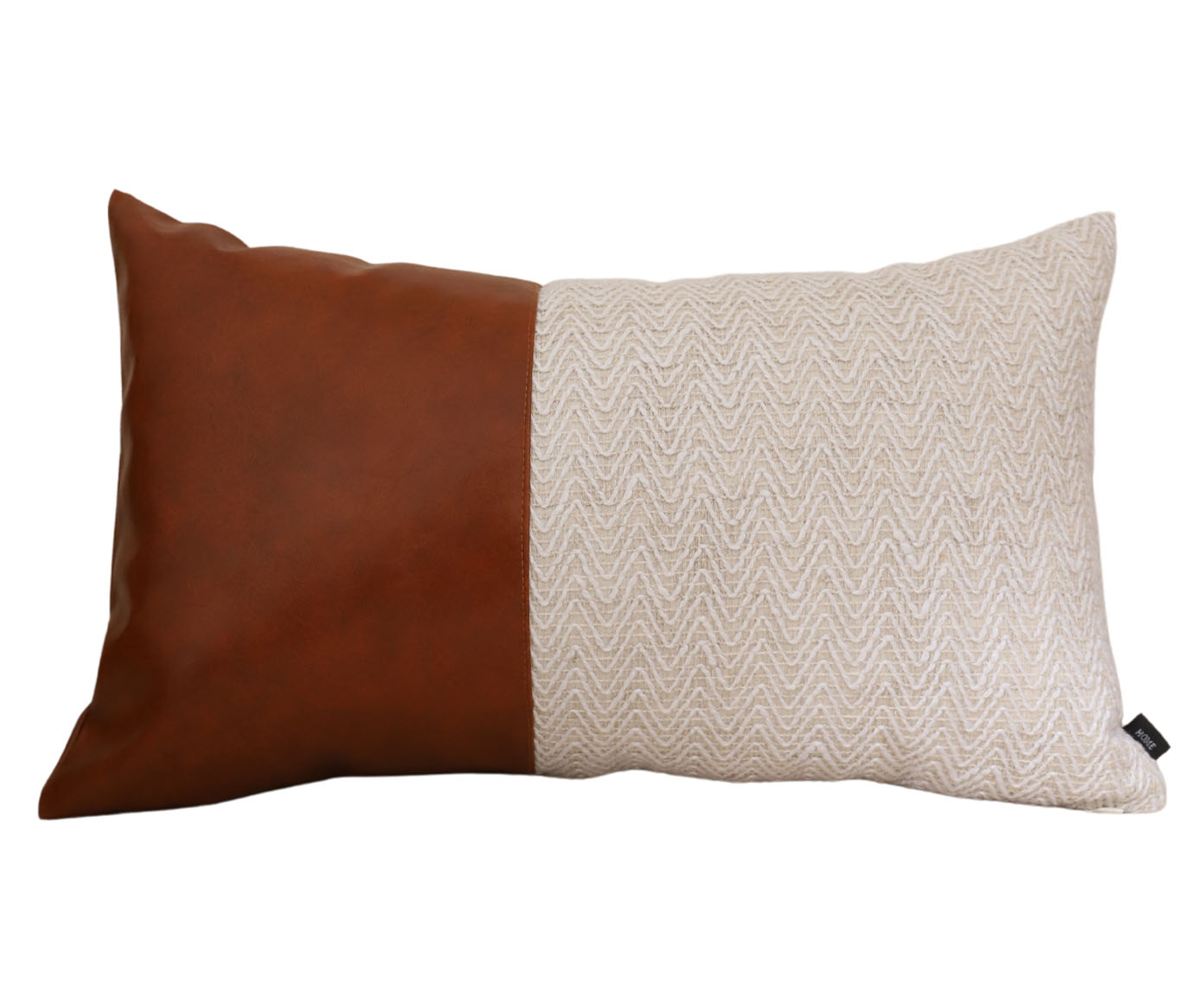 Almofada em Linho Premium Collection - Off White e Caramelo - image 0