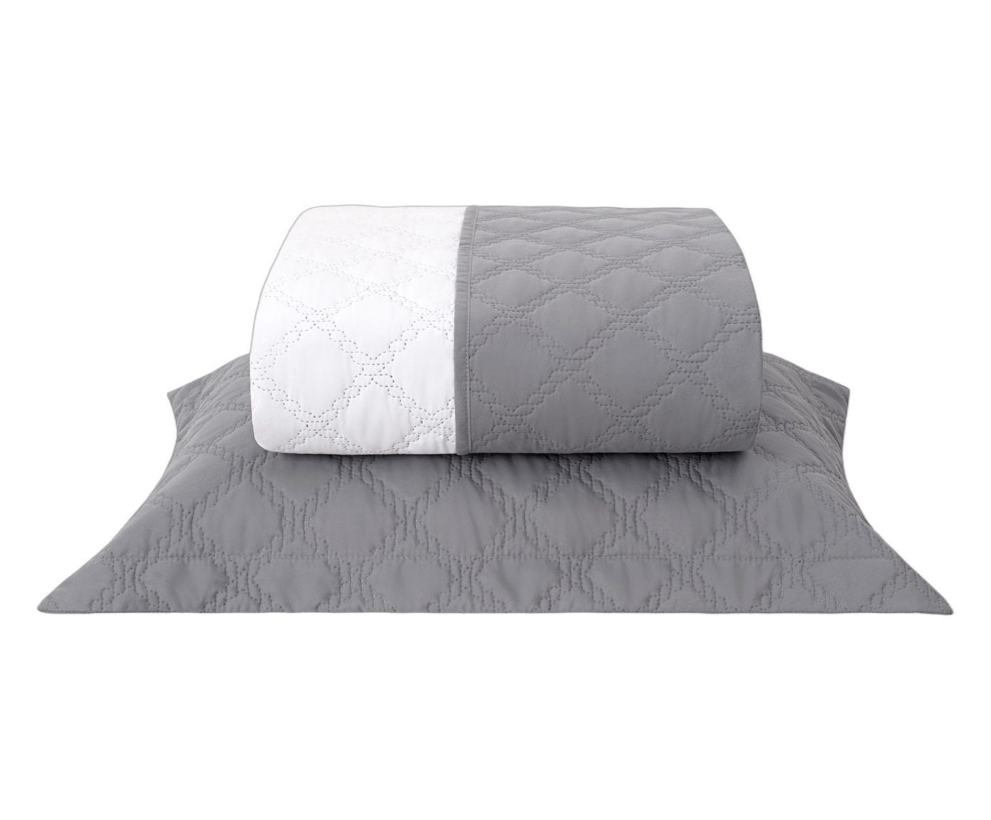 Jogo de Cobre-Leito Nuance Dupla Face Gris Branco - image 1
