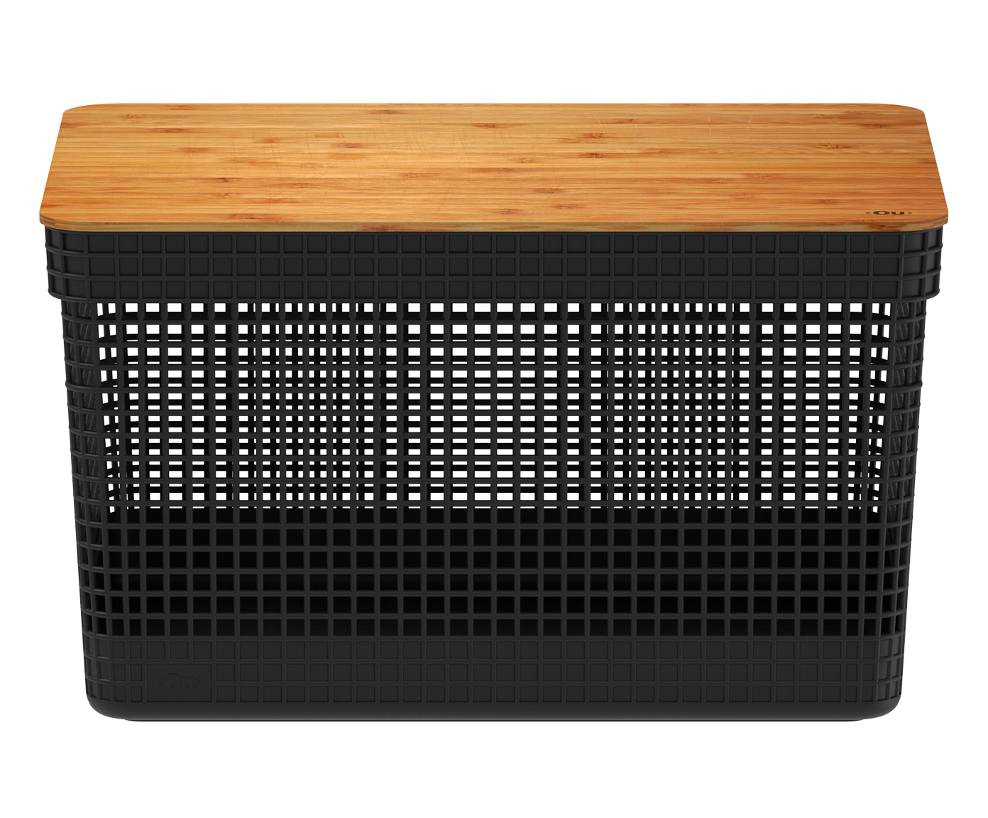 Cesto com Tampa em Bambu Grid Preto - image 0