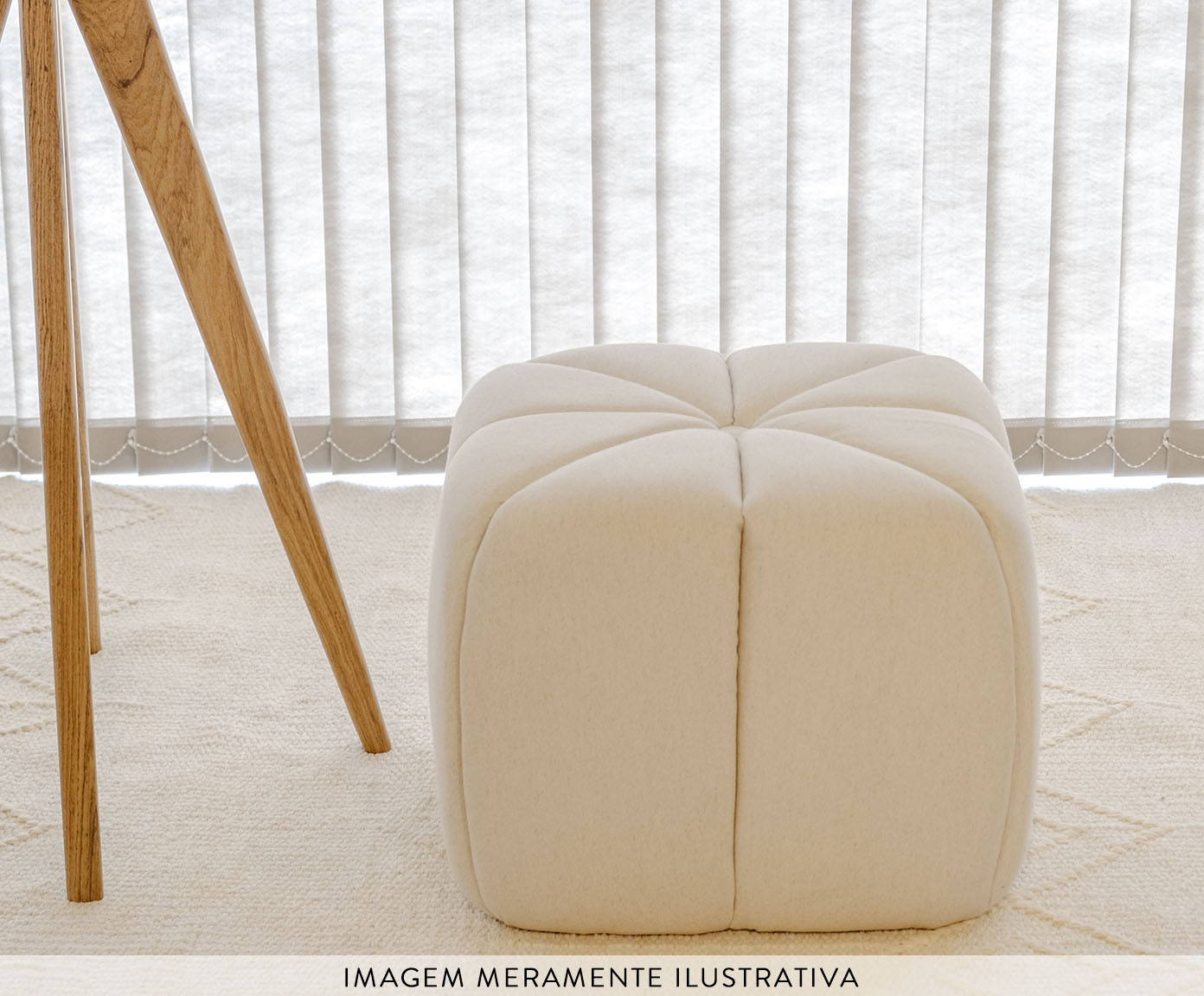 Puff Flor Linho Off-White - image 1