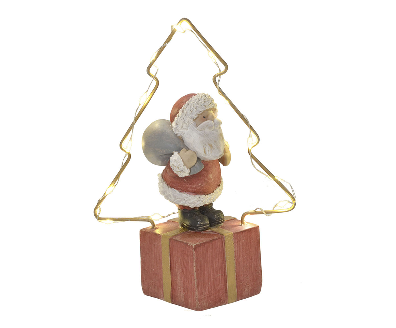 Adorno Papai Noel com Luz Dourado e Cinza - image 0