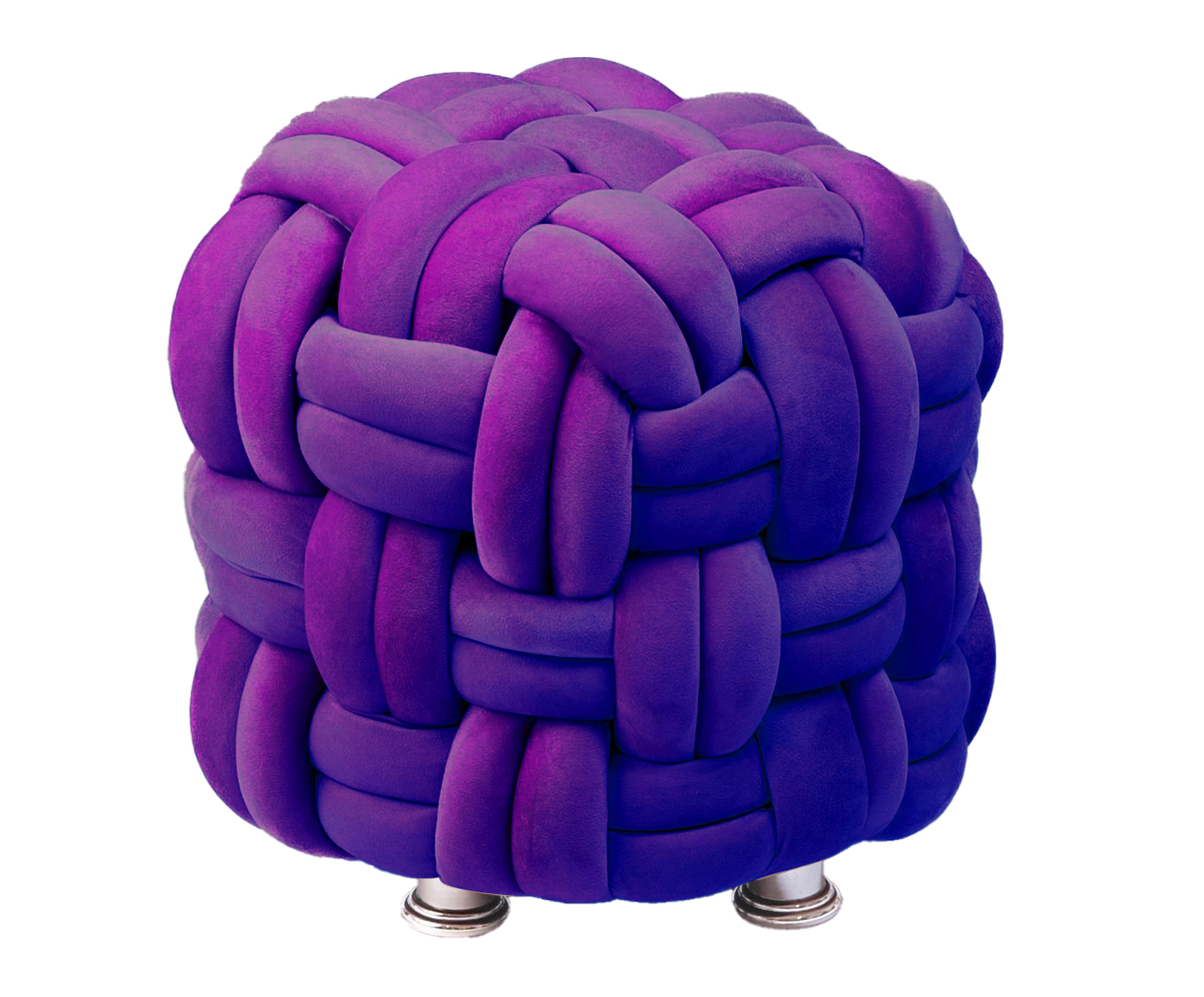 Puff M&aacute;xi Tricot em Veludo Roxo - image 0