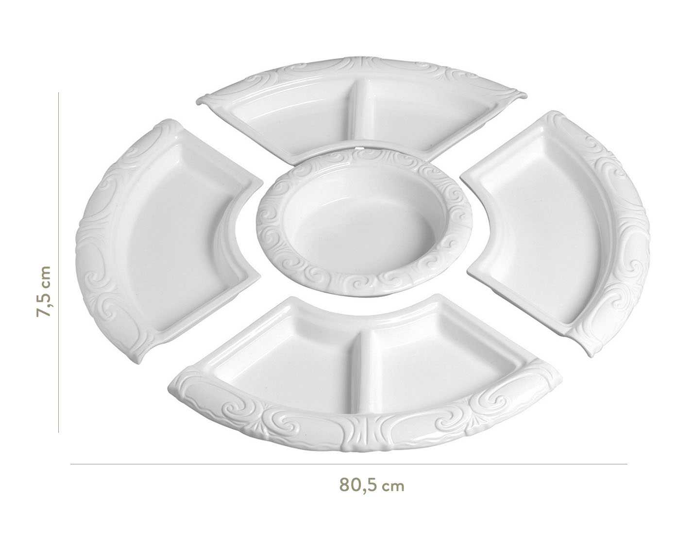 Jogo de Petisqueiras de Cer&acirc;mica Colonial - Branco image number 2