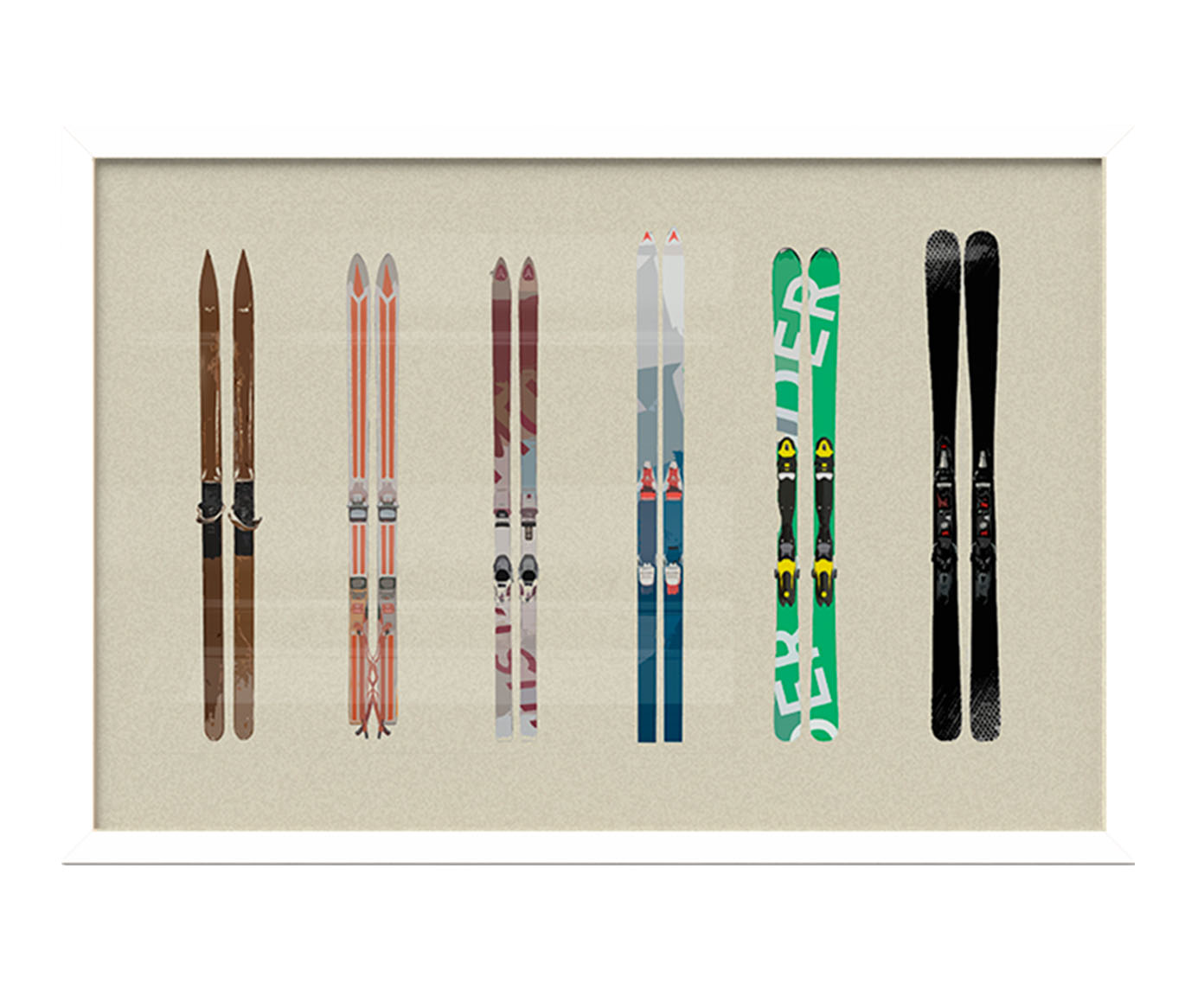 Quadro Skis com Moldura Branca - image 0