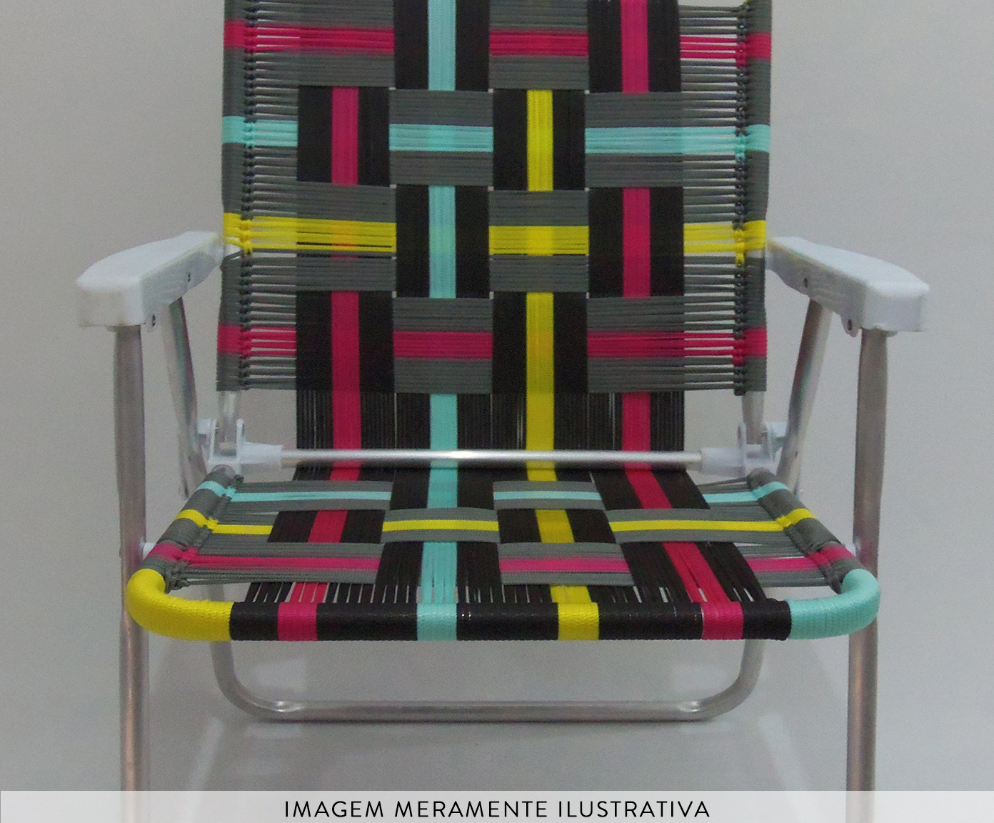 Cadeira de Praia Custom Faixas Cinzas e Pretas com Neon - image 1