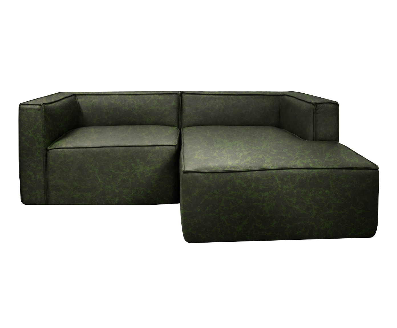 Sof&aacute; 2 M&oacute;dulos Chaise Direito Mensa em Couro Verde - image 0