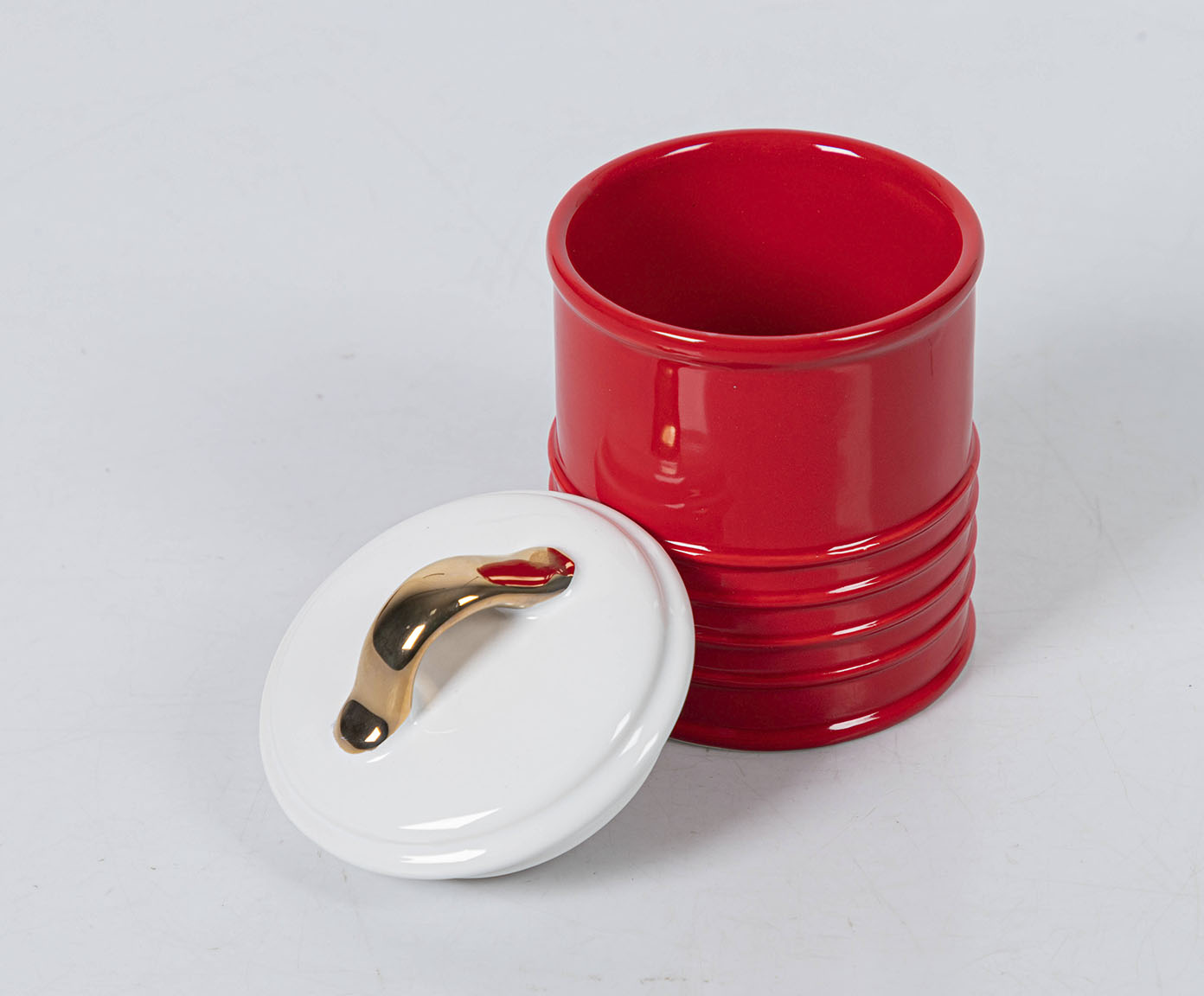 Pote Ceramica com Tampa Vermel - image 1