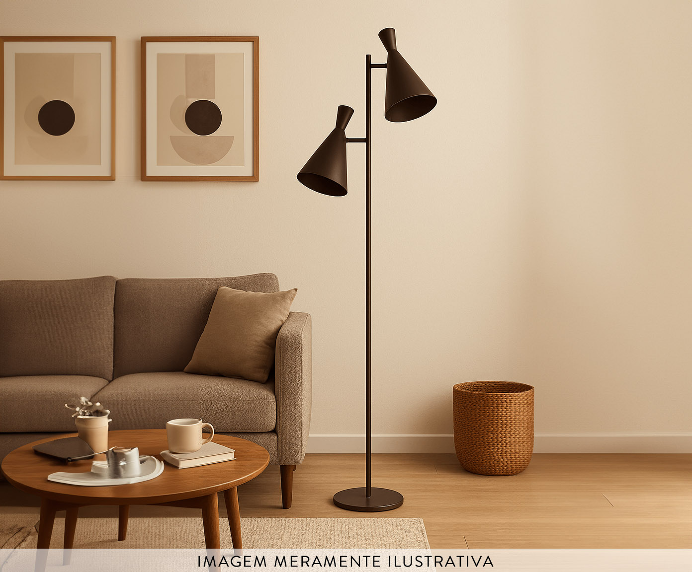 Lumin&aacute;ria de Piso Jacoba com C&uacute;pula Dupla Articulada Marrom Corten - image 1