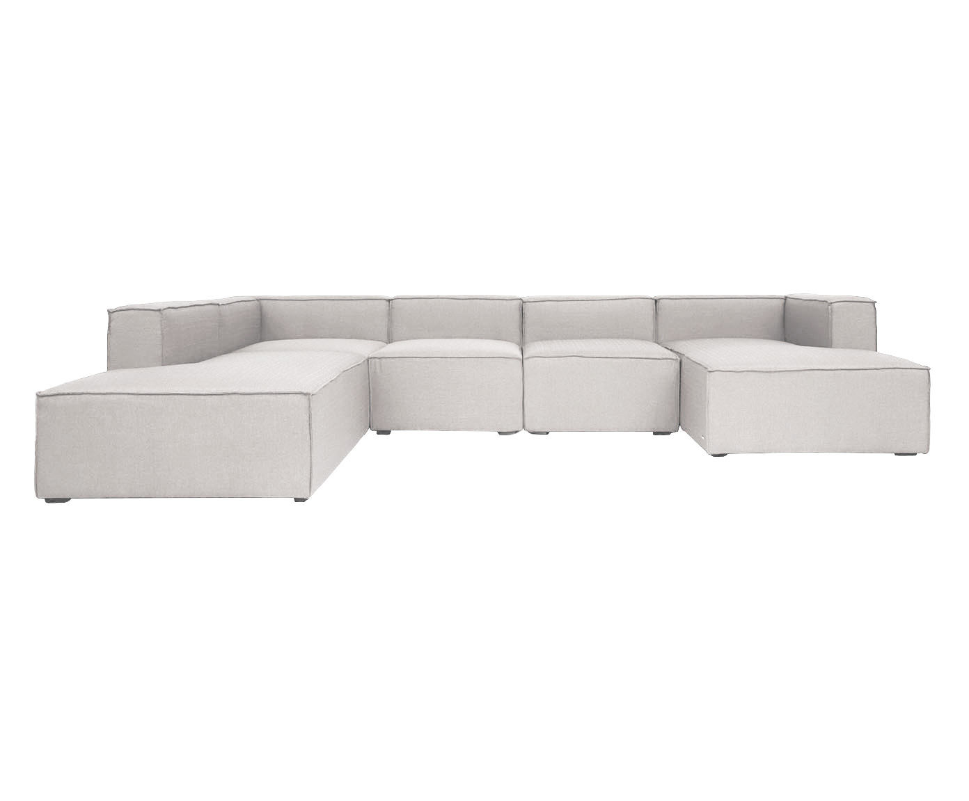 Sof&aacute; 5 M&oacute;dulos Chaise e Encosto Parcial Direito Mensa Cinza Claro image number 2