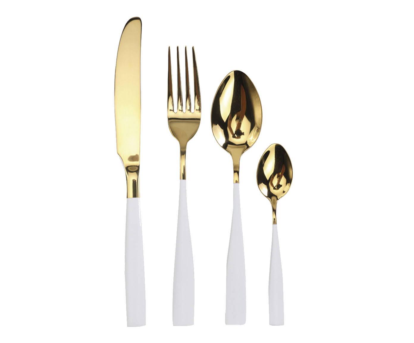 Faqueiro em A&ccedil;o Inox Branco e Dourado - 06 Pessoas - image 0