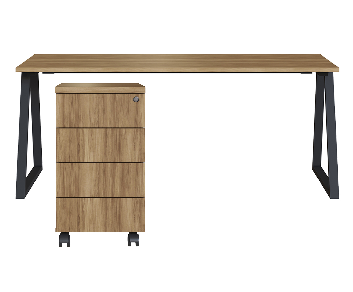 Mesa Escrivaninha Gaveteiro  Concept Home Office Nogal - Preto - image 0