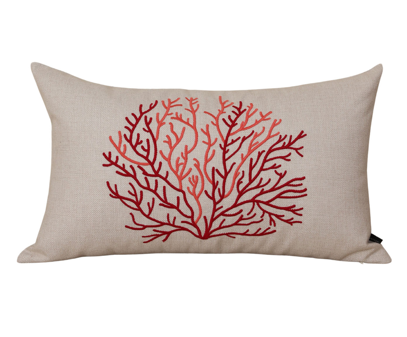 Almofada em Linho Bordada Salina - Coral e Off White - image 0