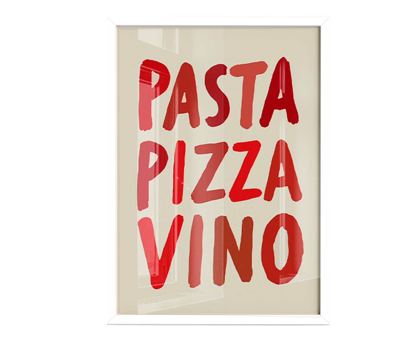 Quadro Pasta Pizza & Vinocom Moldura Branca - image 0