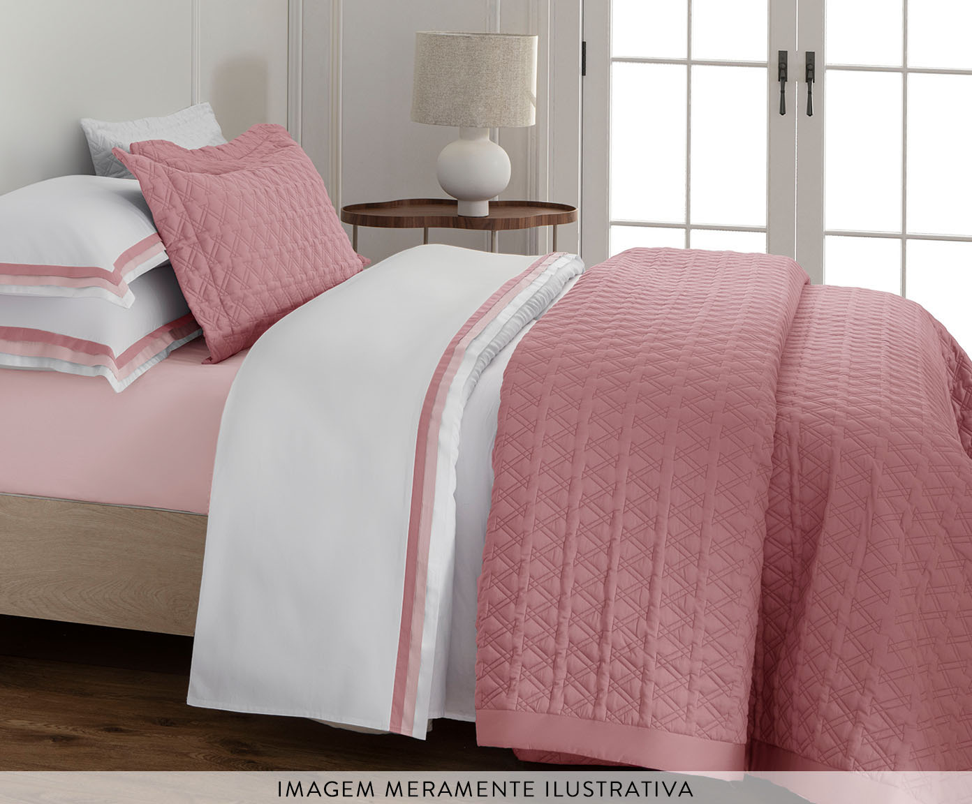 Jogo de Len&ccedil;ol Acetinado St.Moritz Rosa e Ros&ecirc; Blush 300 Fios - image 1