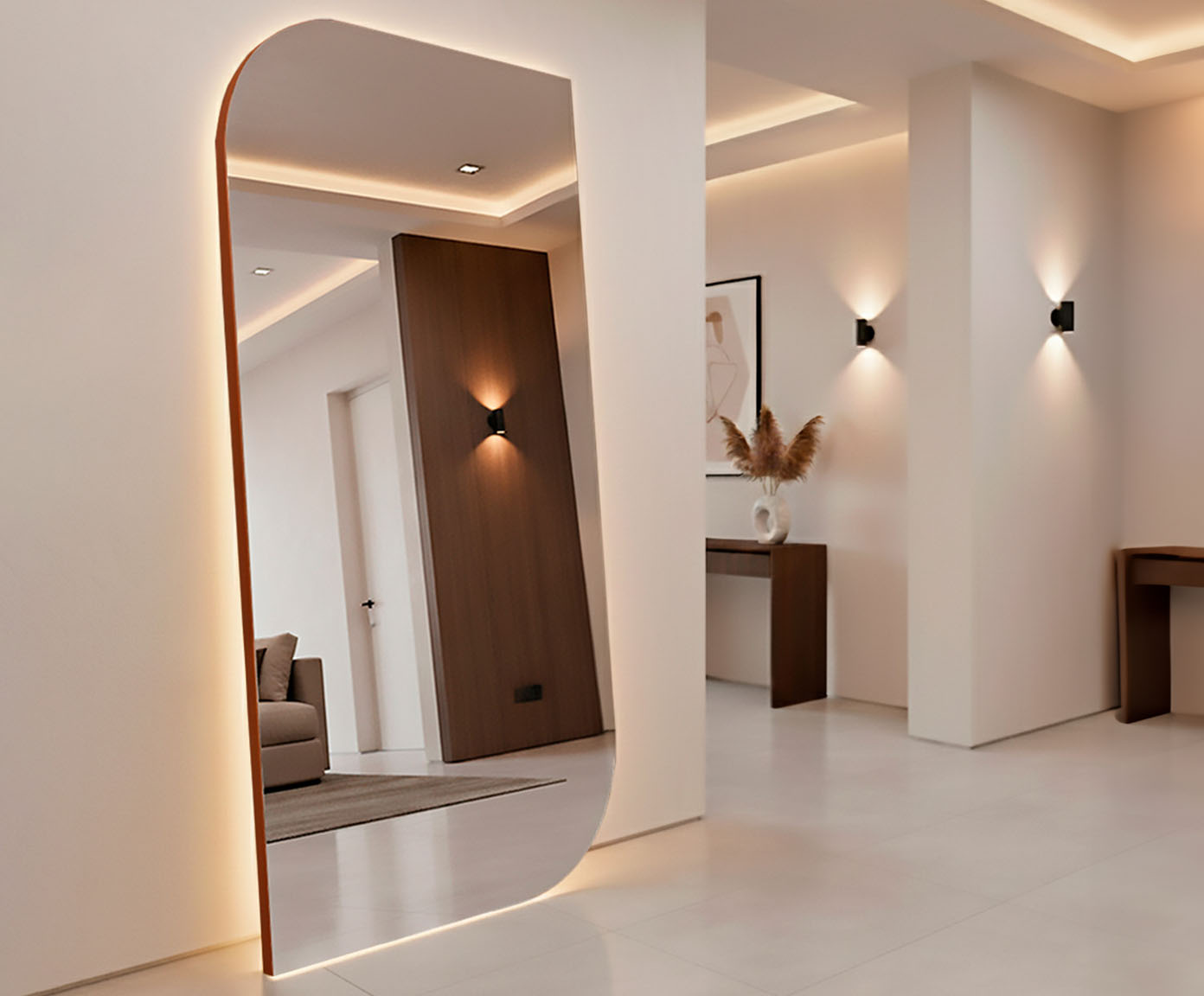 Espelho com Led Smart Bahrein Caramelo image number 2