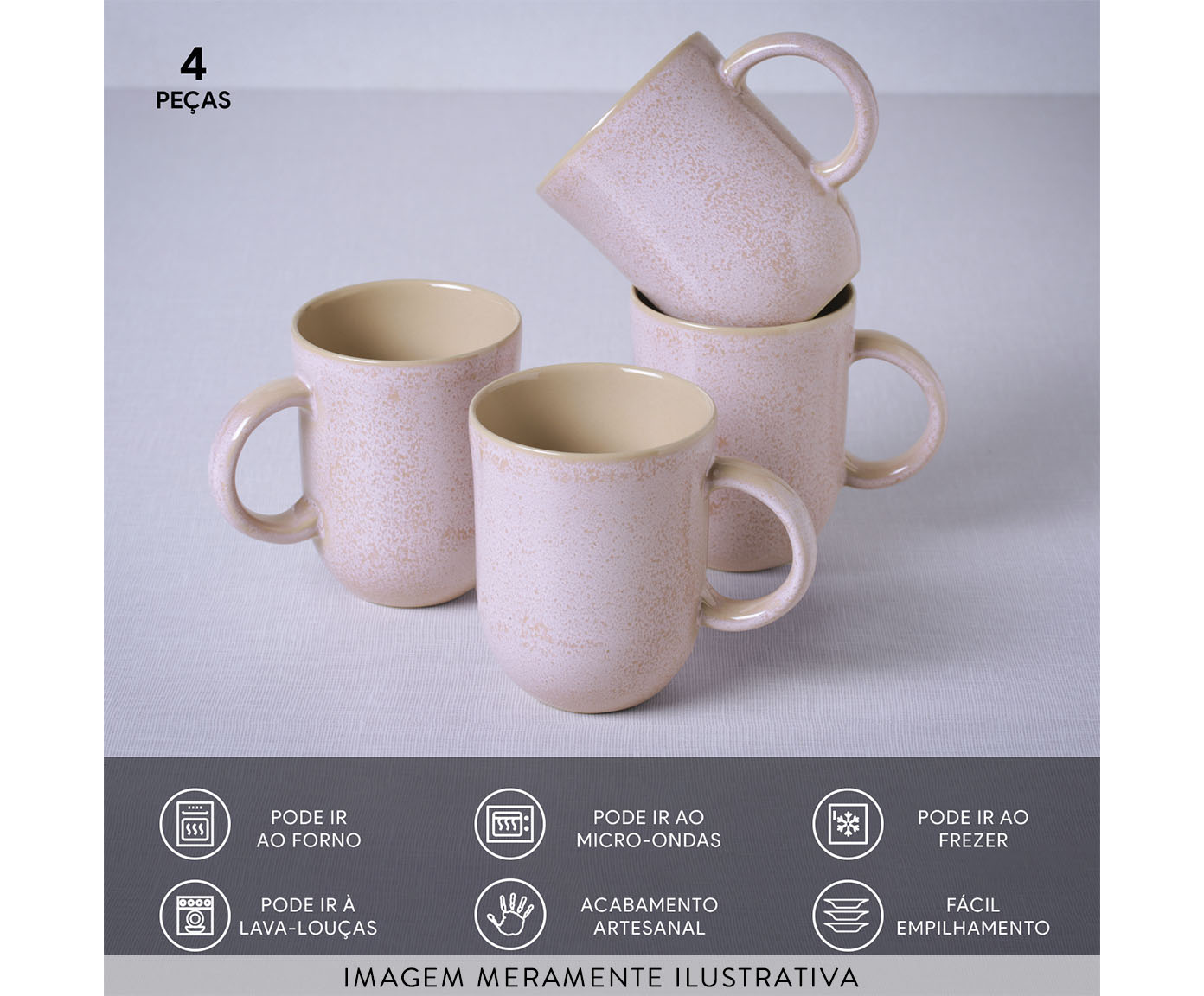 Jogo de Canecas Coup Stoneware Grande Litchi image number 3