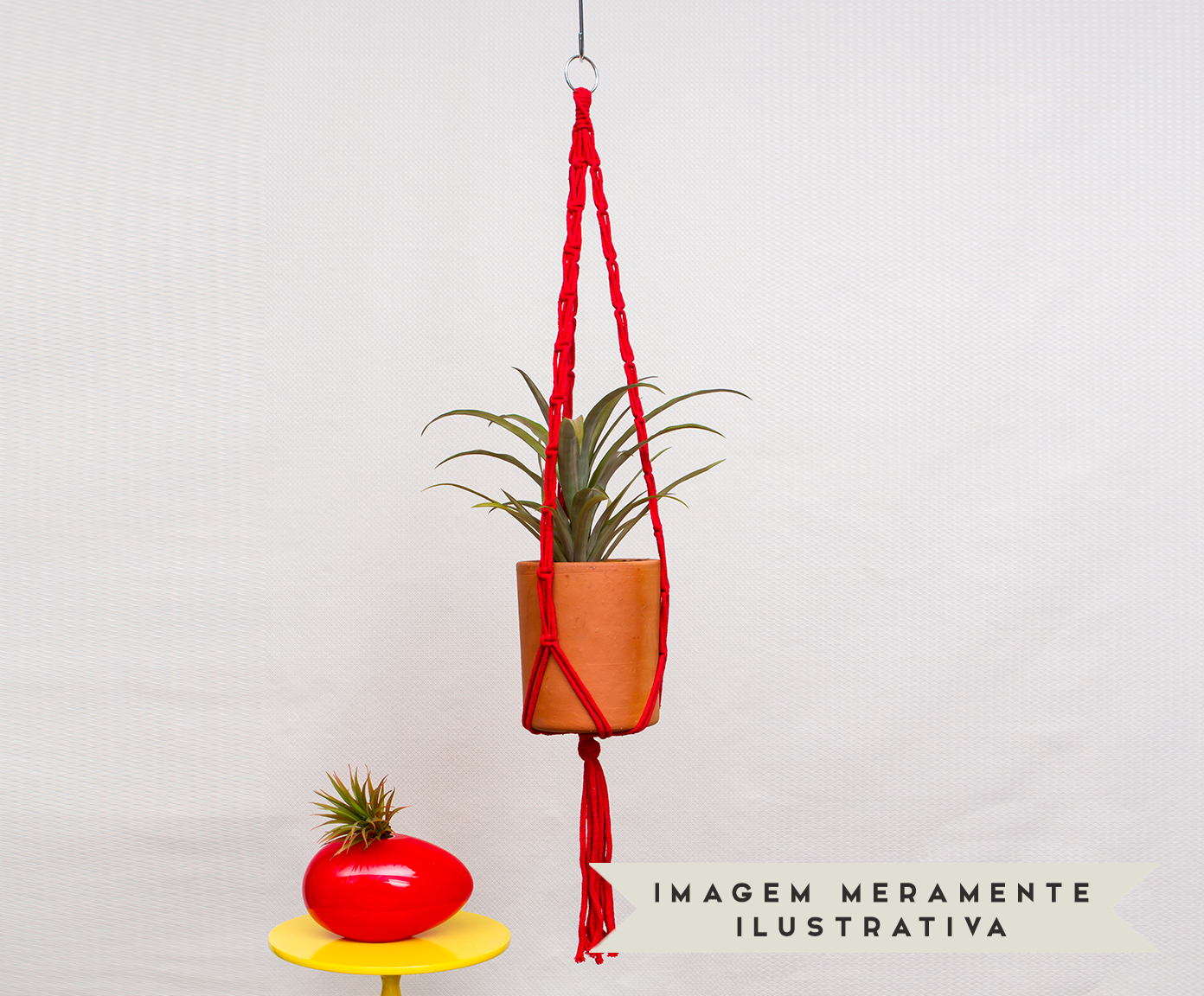 Hanger em Macram&ecirc; Summer Vermelho image number 4