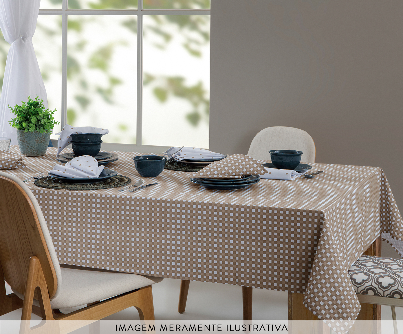 Toalha de Mesa Panama Vichy Caqui - image 1