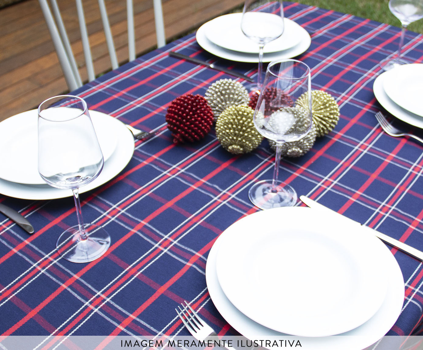 Toalha de Mesa Xadrez Azul e Vermelho image number 5