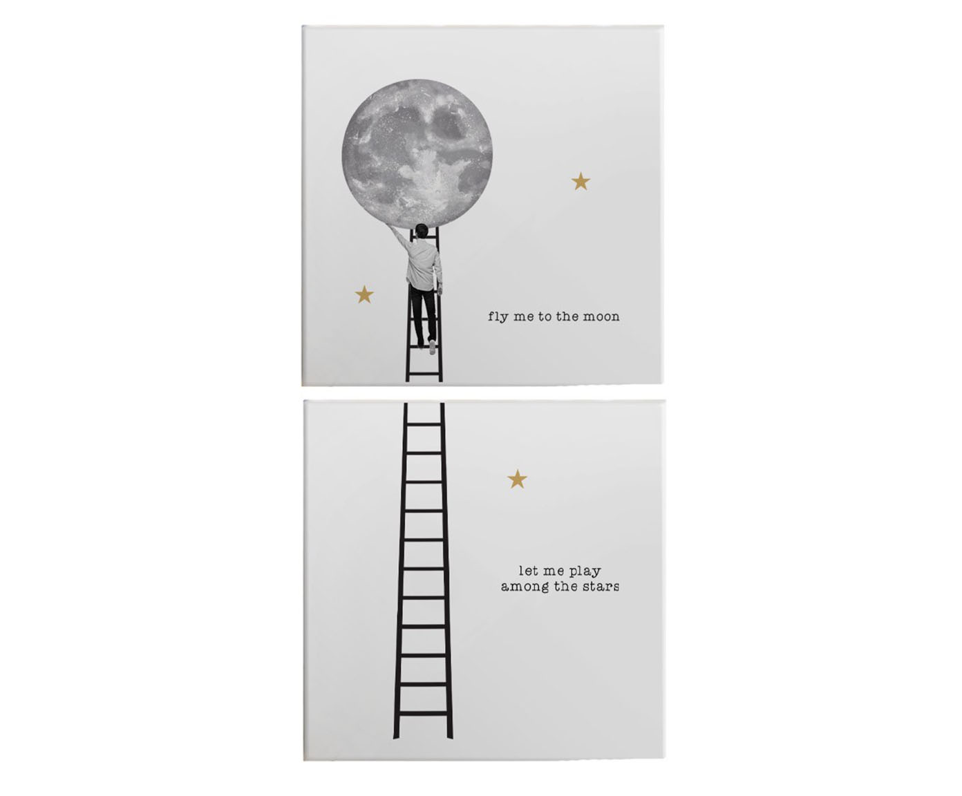 Painel de Azulejos Fly Me To The Moon Branco e Preto - image 0