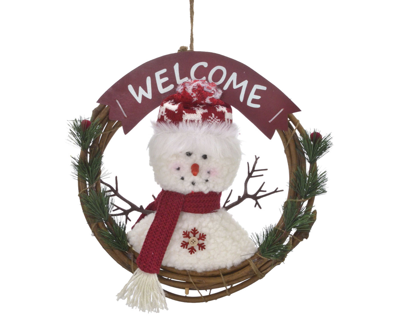 Guirlanda Boneco de Neve Vermelho e Branco - image 0