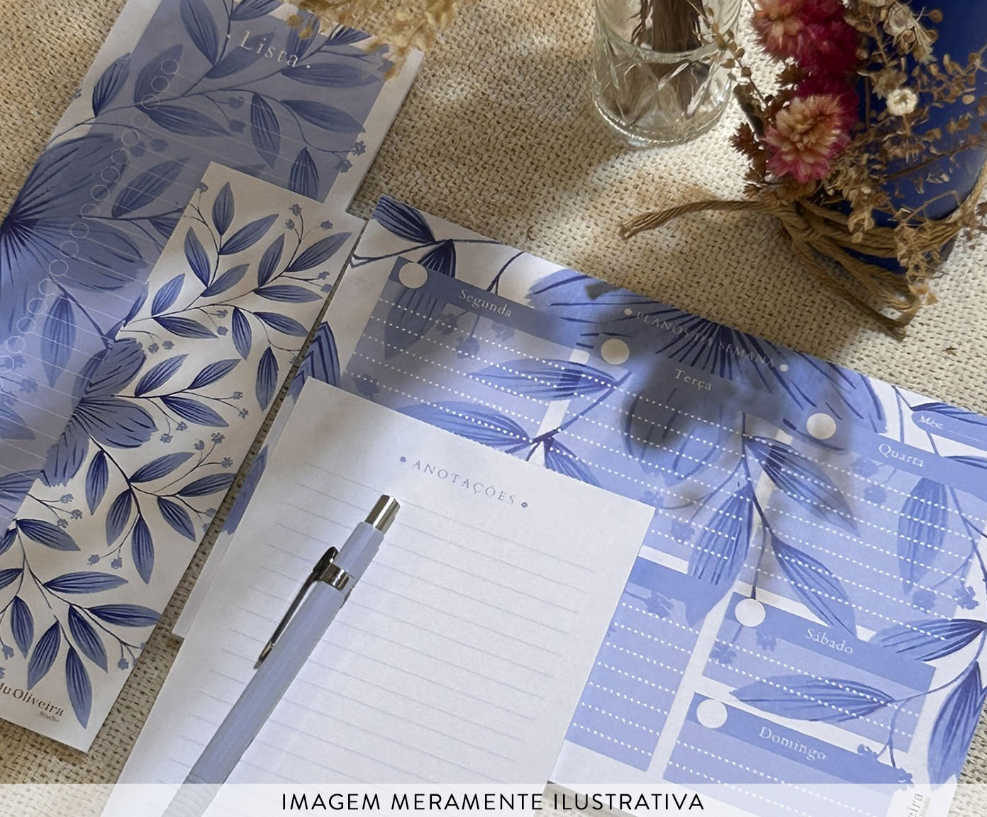 Kit Papelaria Floral Azul - image 1