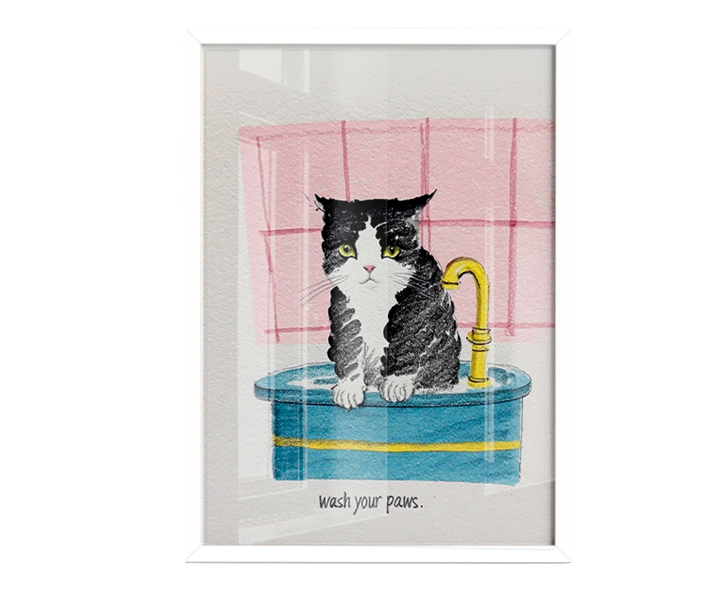 Quadro Wash Your Pawscom Moldura Branca - image 0